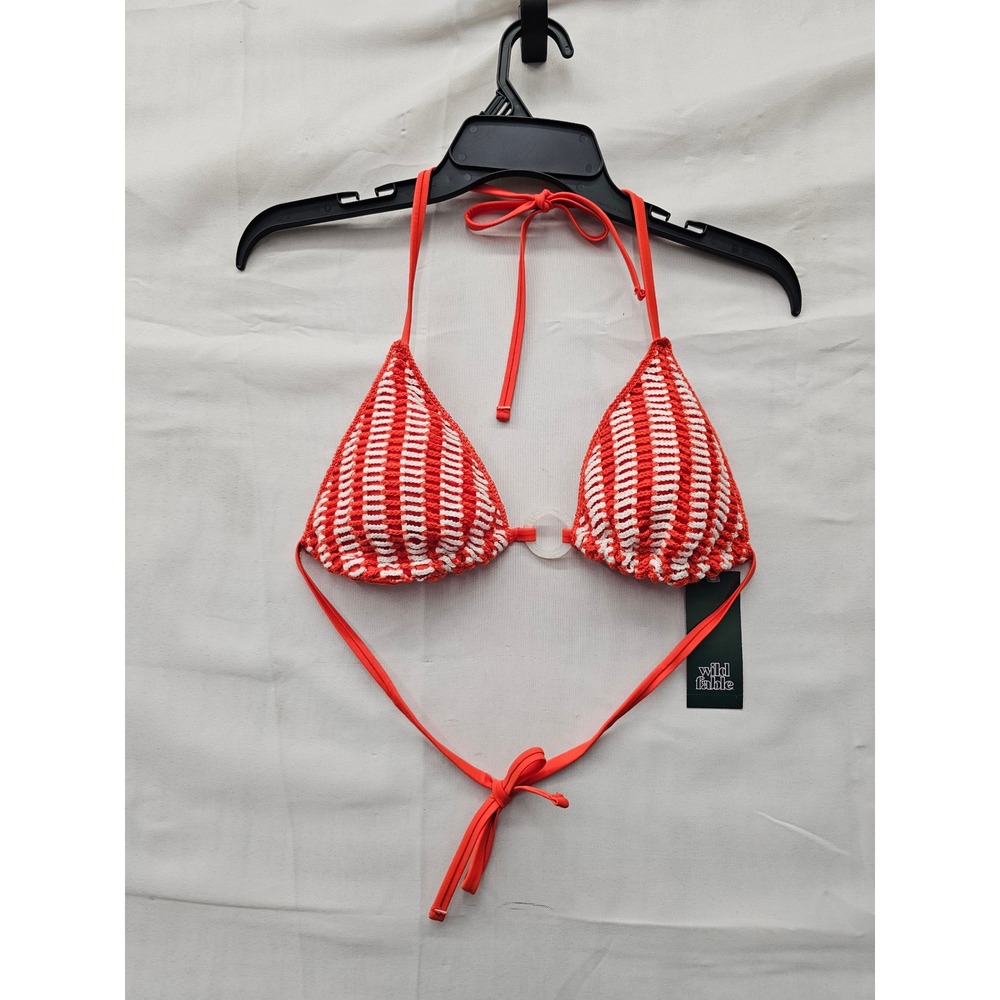 Wild Fable Womens Crochet Triangle Bikini Top Orange Polyester Blend Size Medium